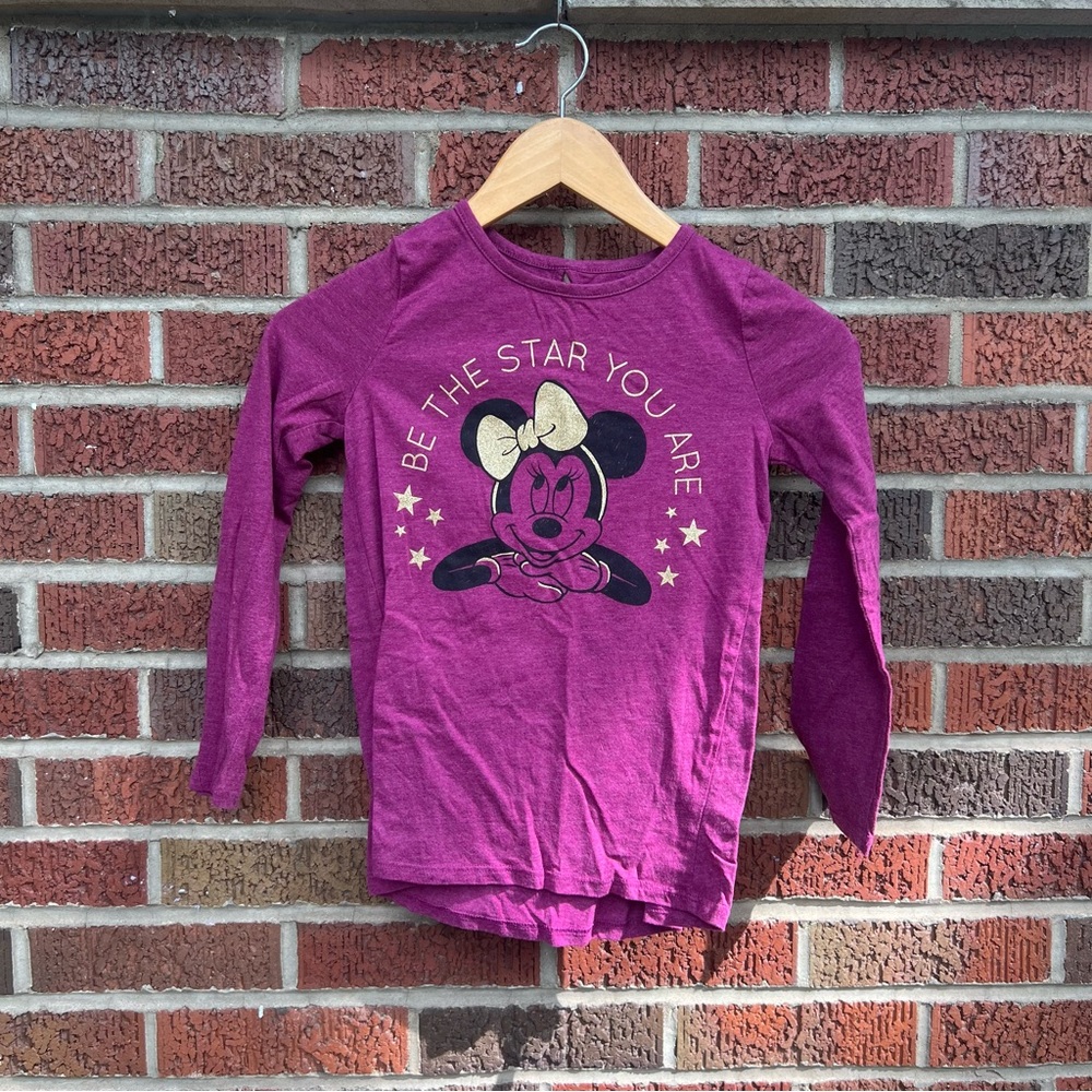 Disney Jumping Beans Minnie Mouse Dark Purple Graphic Long Sleeve Top